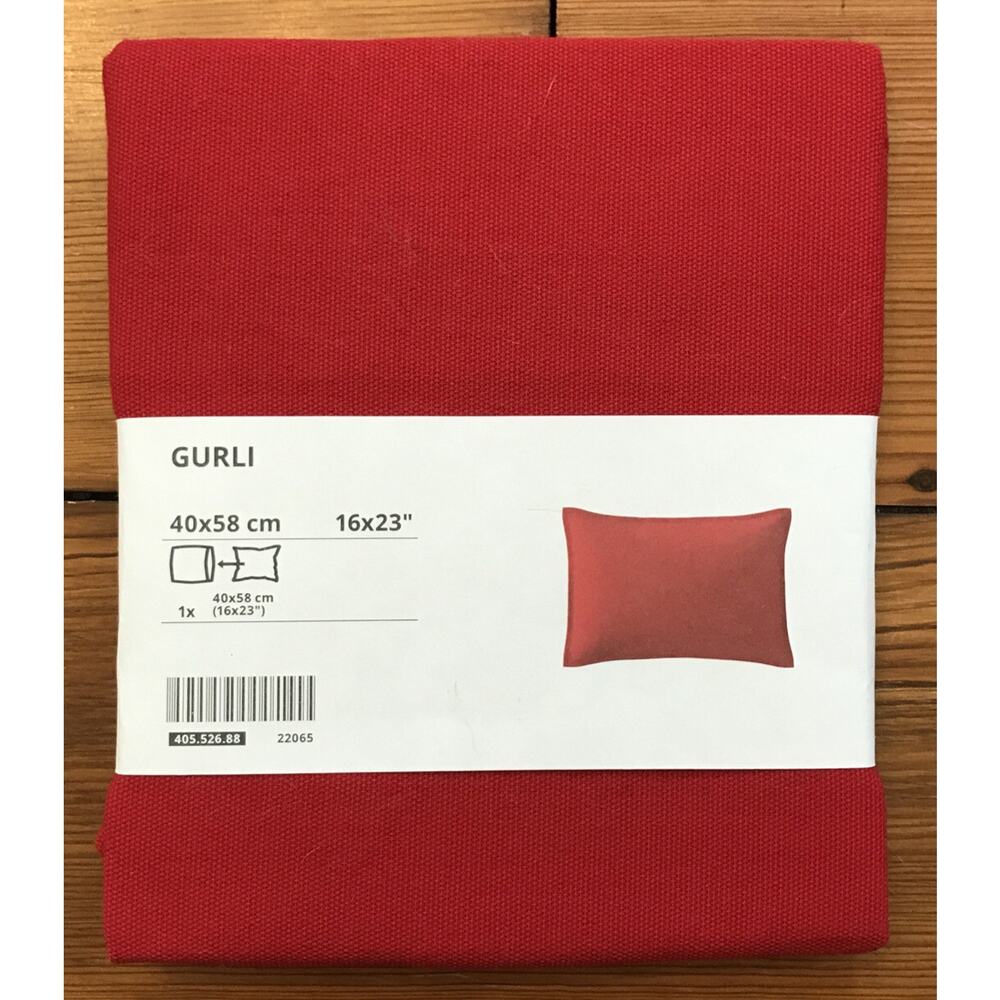 New IKEA Gurli Red Pillowcase Throw Pillow Cover 16"x23" 100% Cotton